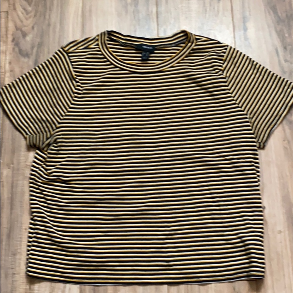black white and yellow striped top from FOREVER21